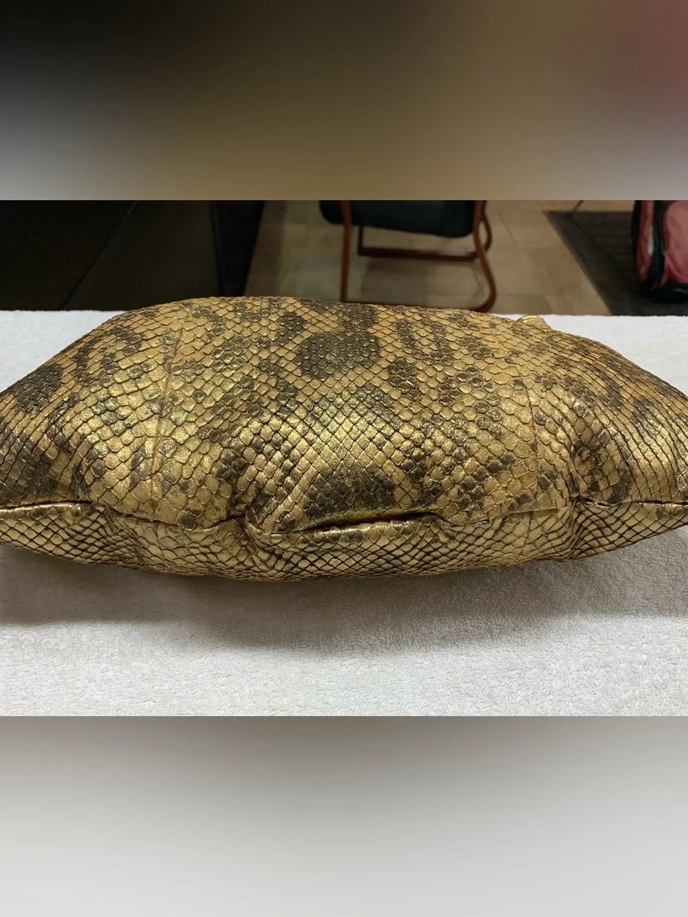 Gucci 1970 Gold Anaconda Snakeskin Tassel Chain Medium Hobo Bag